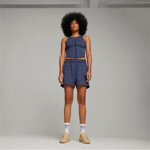 Puma x Dapper Dan Women's Jacquard Athletic Shorts Navy and Pink Size Small